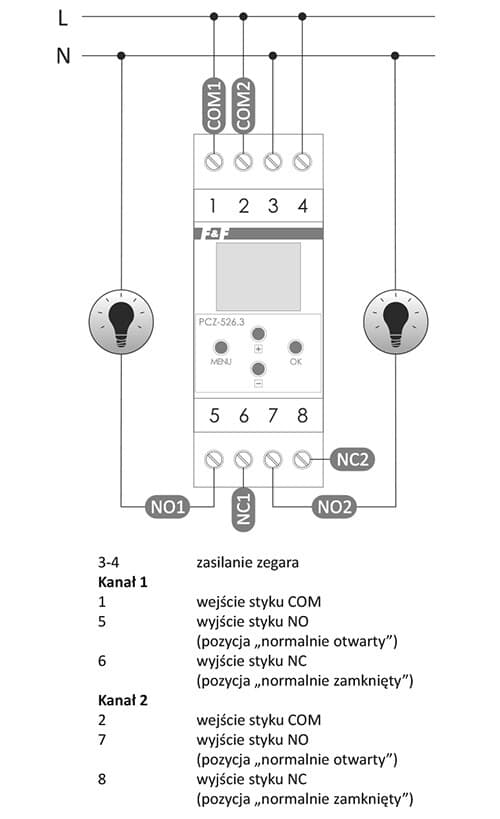Programmerbar astronomisk timer PCZ-526 med programmerbar paus