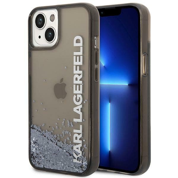 Karl Lagerfeld Liquid Glitter Elong-cover til iPhone 14 Plus, sort
