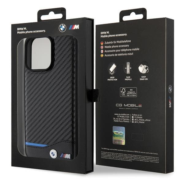 BMW BMHCP15X22NBCK iPhone 15 Pro Max 6,7" sort/sort læder Carbon
