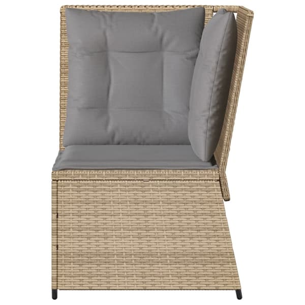 vidaXL Hörnsoffmodul med kuddar, beige, polyrotting