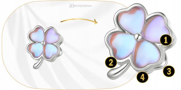 Berlocker klöver opal silver S925 pärlor pärlhänge klöver