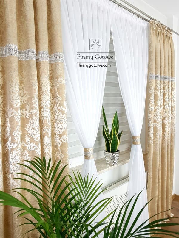 Gardin med draperinger - guld sæt
