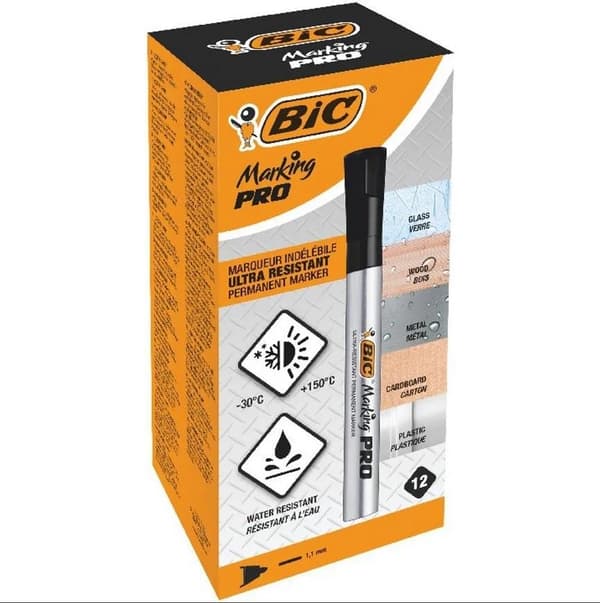 Marking PRO svart tuschpenna (12 st) BIC