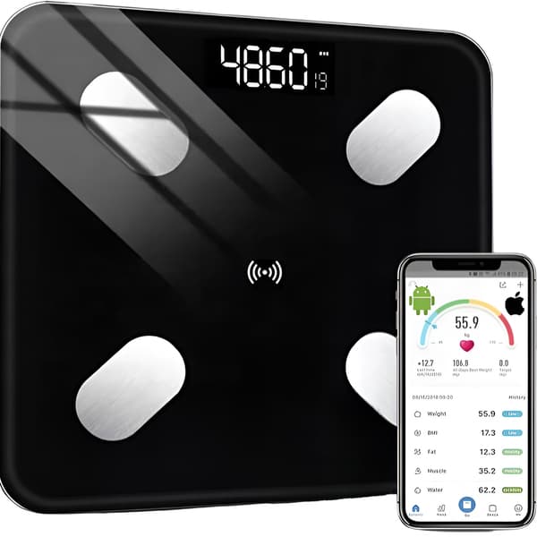 Analytisk badrumsvåg 180 kg smart + 31-i-1 android iOS precision