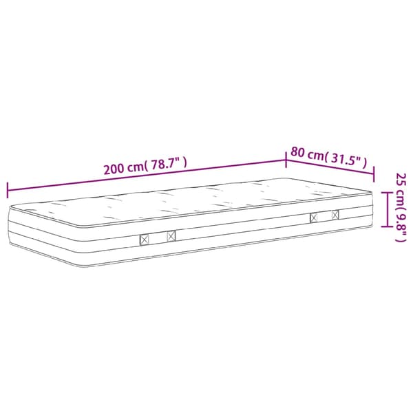 vidaXL pocketmadras, medium fast, 80x200 cm