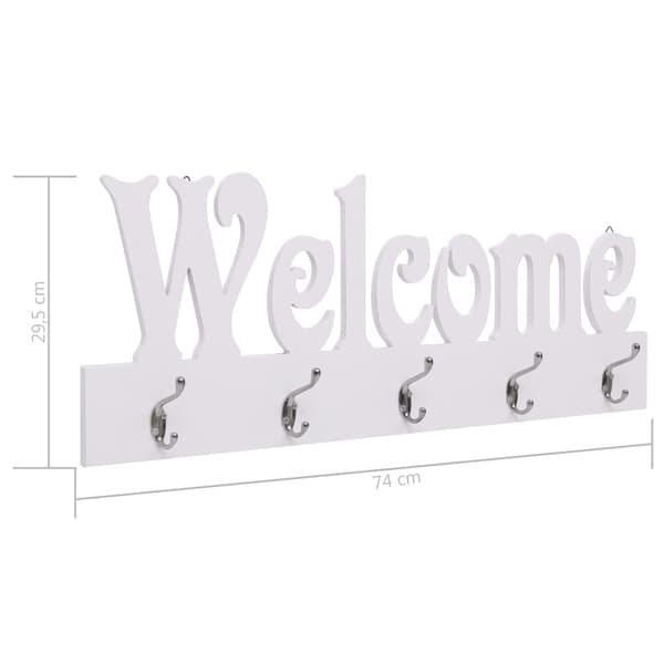vidaXL WELCOME väggkappask vit 74 x 29,5 cm