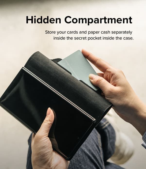 Læder Flip-etui til Galaxy S22+ Folio Signature Sort
