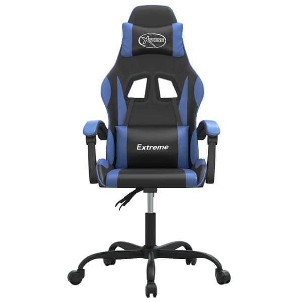 vidaXL drejelig gamingstol sort og blå kunstlæder