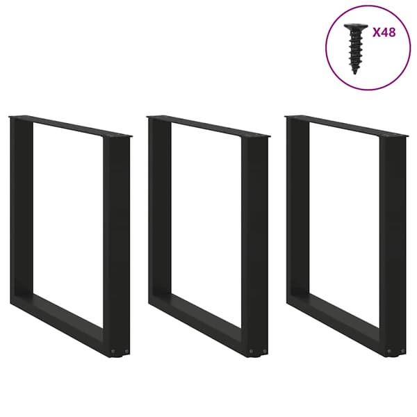 vidaXL sofabordsben, 3 stk., sort, 90x(72-73) cm, stål