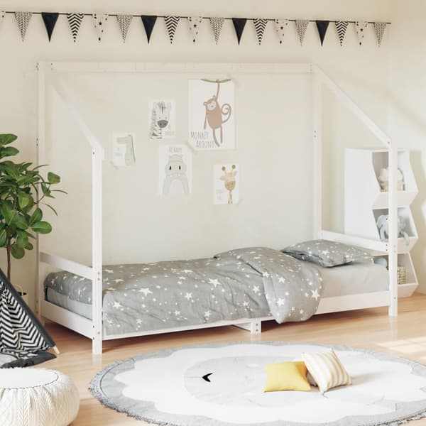 vidaXL Barnsängram vit 80x200 cm furu