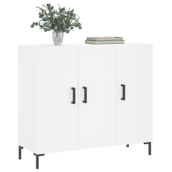 vidaXL skab, hvidt, 90x34x80 cm, træbaseret materiale