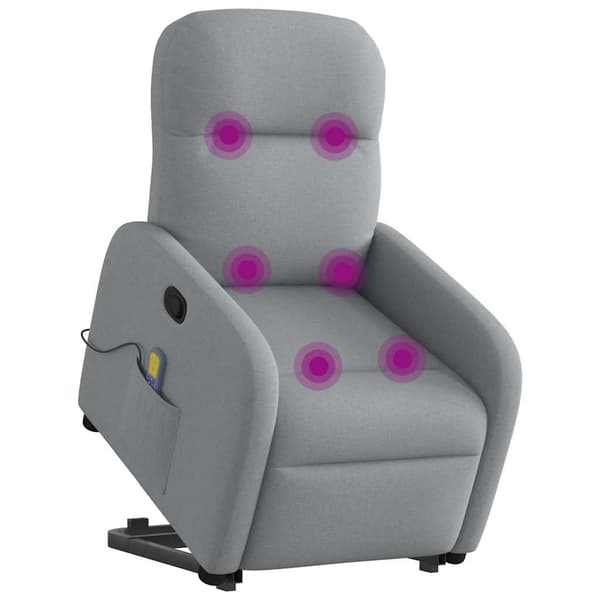 vidaXL Lyftbar massagefåtölj ljusgrå tyg