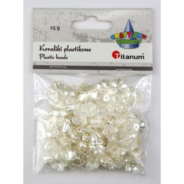 Plastik blomsterperler, hvid perle, 15g