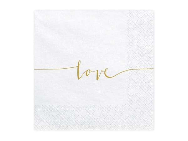 Love guld servietter 33x33cm 20 stk.
