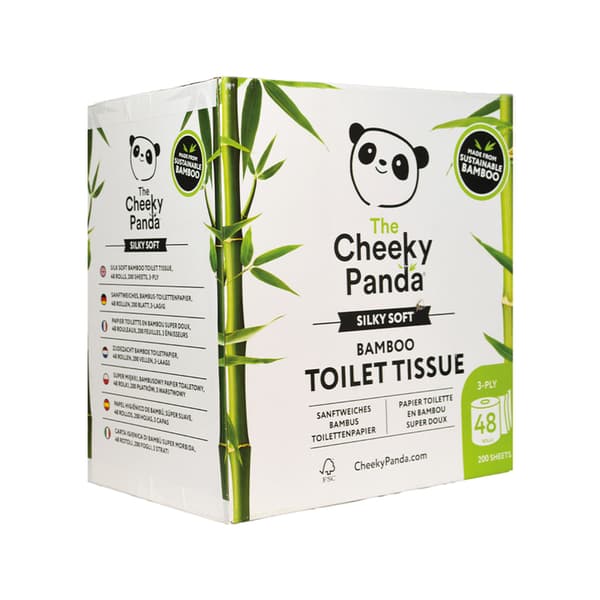 Den fräcka pandan 48 rullar 100 % hypoallergent toalettpapper i bambu