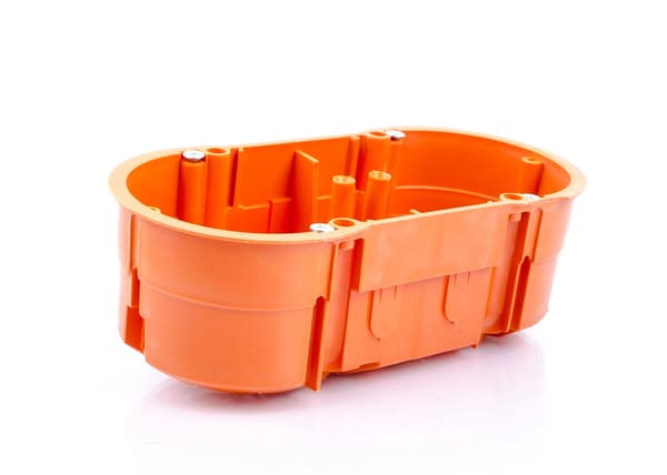 Infälld dubbel elbox, orange, 46 mm, PK60, 6 st.