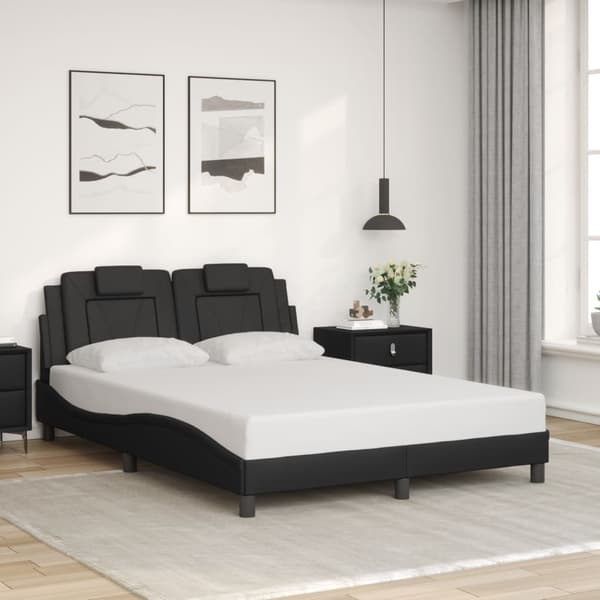 vidaXL sengestel med LED sort 140x200 cm kunstlæder
