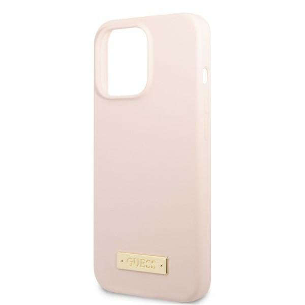 Guess Silikone Logoplade MagSafe-etui til iPhone 13 Pro Max, Pink