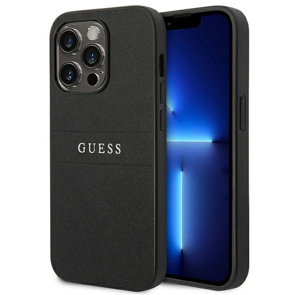 Guess Saffiano Strap-etui til iPhone 14 Pro, sort