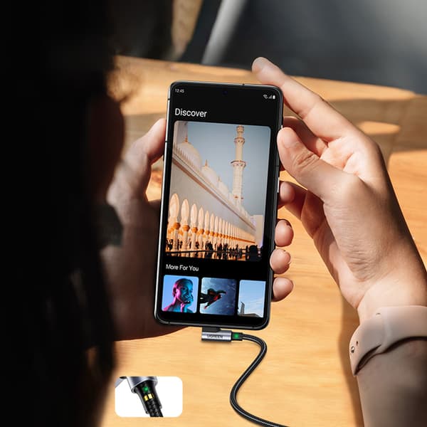 Vinklet USB-C - USB 2.0 480Mb/s 3A 3m sort kabel