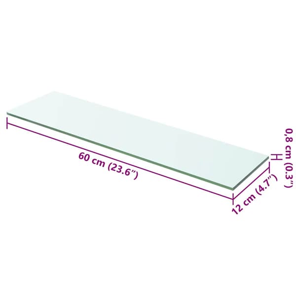 vidaXL glashylde, klart panel, 60x12 cm