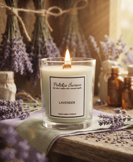 Sojalys med trævæge + LAVENDEL