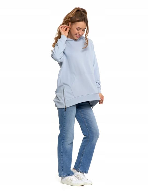 Damesweatshirt med hætte Bomuld Moderigtig Oversize Blød MORAJ S BLÅ
