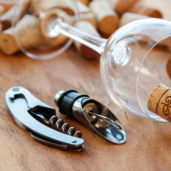 Vinaccessoarer i trä låda 5 delar
