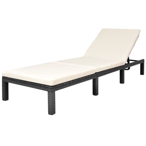 vidaXL havesolseng med hynde, polyrattan, sort