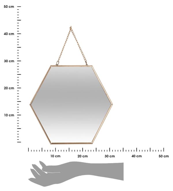 Set med 3 guldfärgade hexagonala speglar