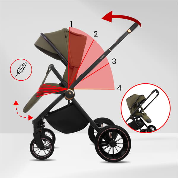 BabyLux CASTOR 2-i-1 klapvogn, gondol, let, foldbart sæt