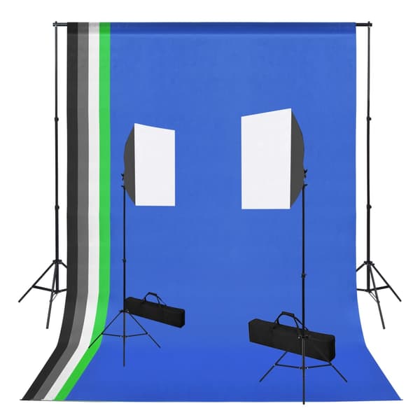 vidaXL Studiosetti Softbox-valoilla ja taustoilla