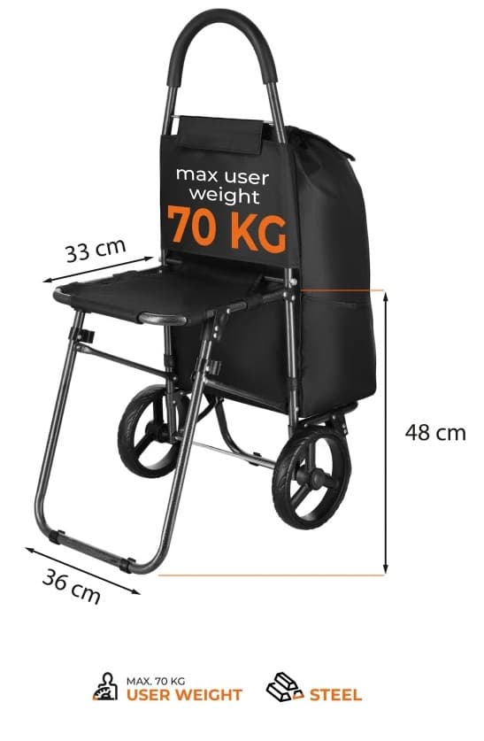 Nils Indkøbsvogn med Sæde 40L Sort NC4303