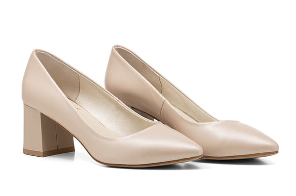 Lave beige pumps med blokhæl Julia 36