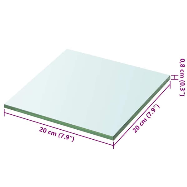 vidaXL Glashylla, klar panel, 20x20 cm