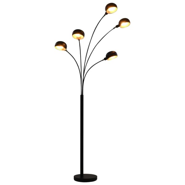 vidaXL gulvlampe, 200 cm, 5 x E14, sort og guld