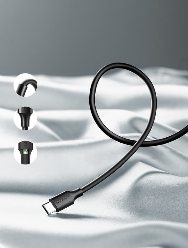 USB - USB-C 2A-kabel 0,5m svart