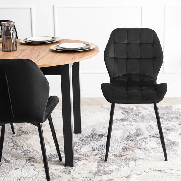 LUCKY Polstret Spisestol Sort Velour Moderne Loft