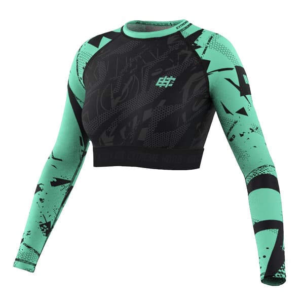 Dam långärmad rashguard crop top NEO S MINT