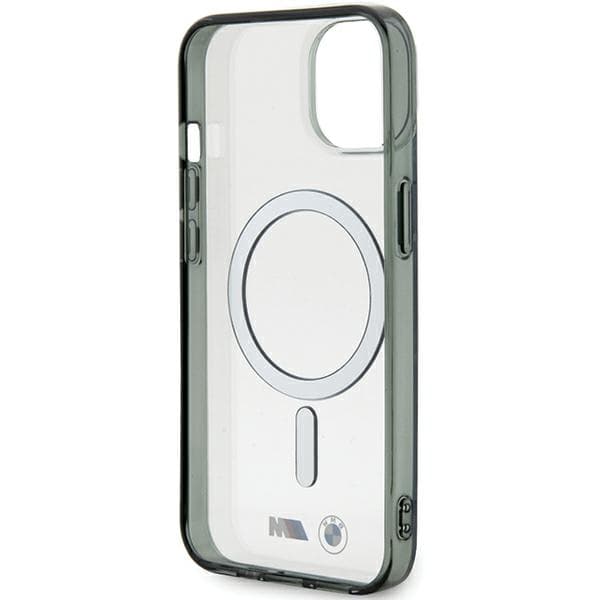 BMW Silver Ring MagSafe -kotelo iPhone 15:lle, läpinäkyvä
