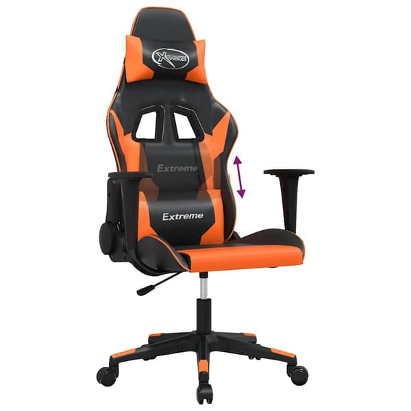 vidaXL massage-gamingstol, sort og orange, kunstlæder