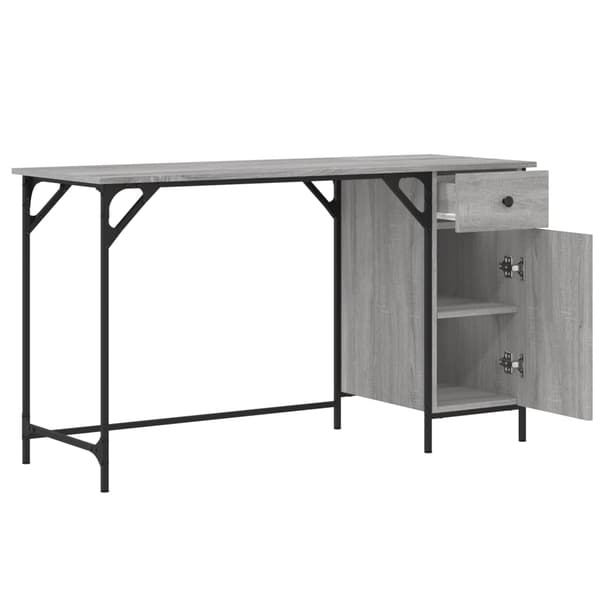 vidaXL computerbord, grå Sonoma-eg, 131x48x75 cm