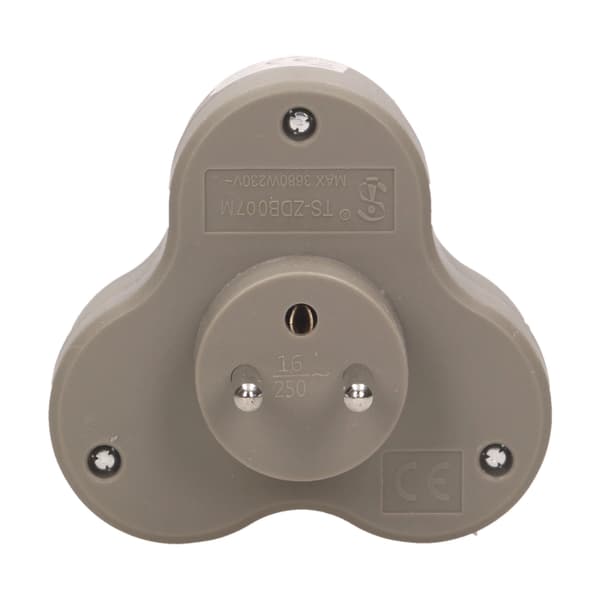 Triple elektrisk splitter 3x230V med jordforbindelse grå