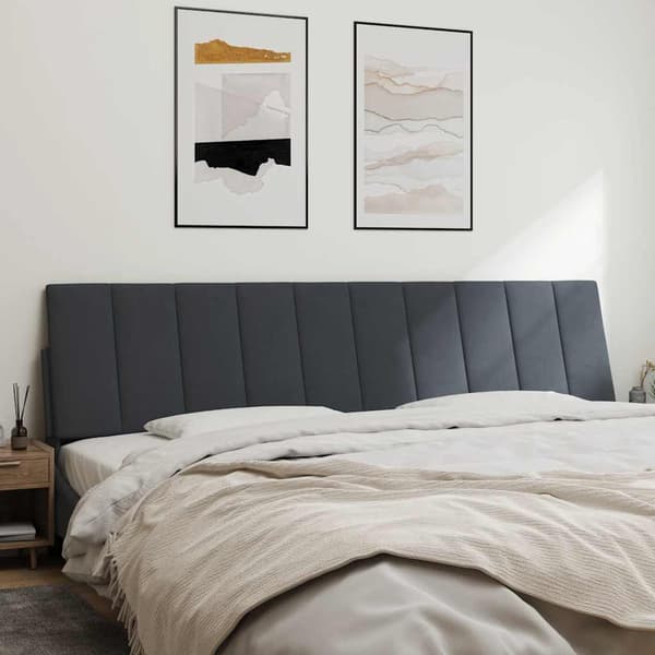 vidaXL Sängynpäädyn tyyny, tummanharmaa, 200 cm, sametti