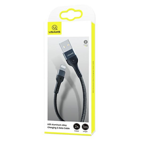 USAMS Flettet U55 2A USB-A til Lightning-kabel 1m Sort