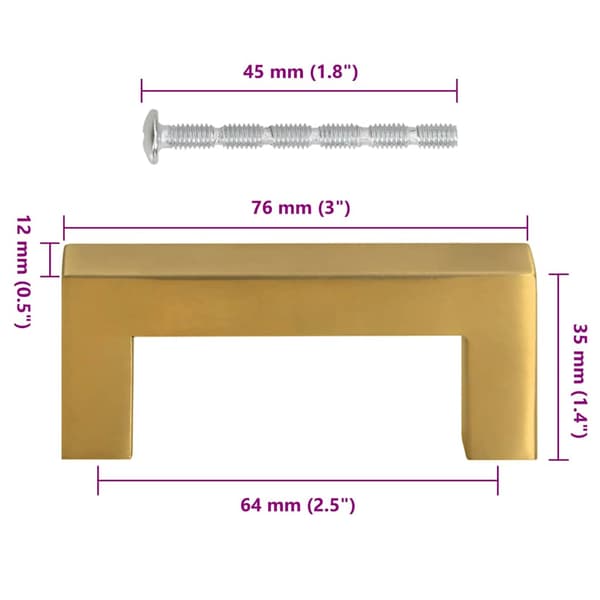 vidaXL skabsgreb, 10 stk., guld, 64 mm, rustfrit stål