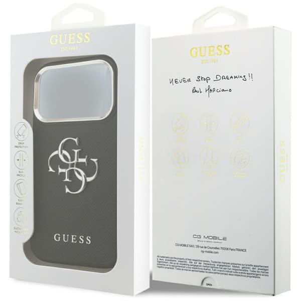 Guess Grained Big 4G Classic Logo cover til iPhone 17 Pro, sort