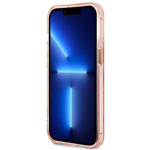 Guess Gold Outline Translucent MagSafe-etui til iPhone 13 Pro Max, lyserød