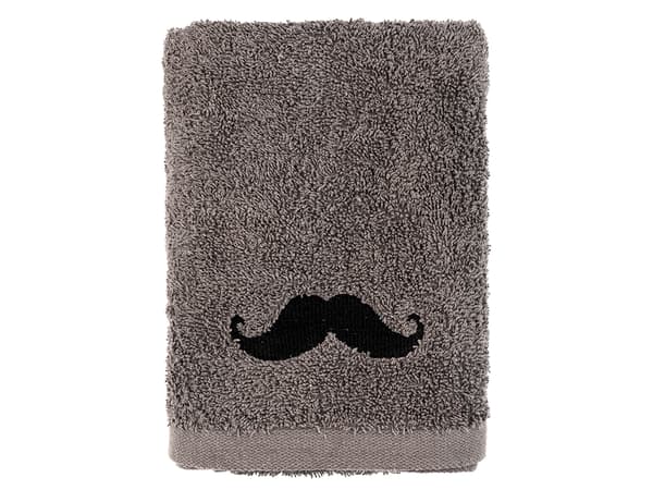 HANDDUK MED MUSTASCHBRODERI 50X90CM