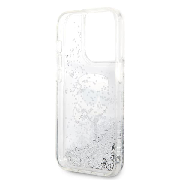 Karl Lagerfeld Glitter Karl Head-etui til iPhone 14 Pro Max, sølv